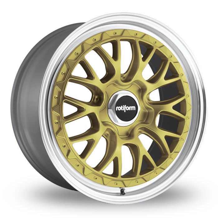 Rotiform LSR wheels in Gold with Polished Lip finish.